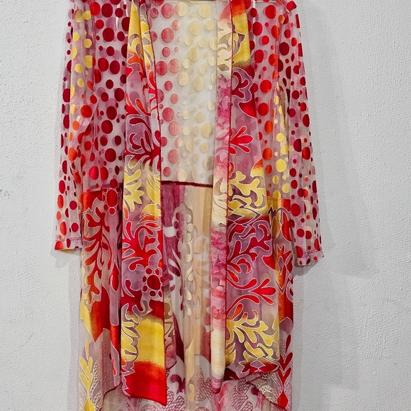 Colorful Sheer Long Sleeve Cardigan Sz XL - Picture 2 of 7